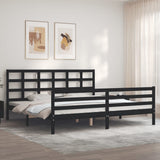Bed Frame without Mattress Black 183x203 cm King Solid Wood