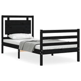 Bed Frame without Mattress Black 90x190 cm Solid Wood