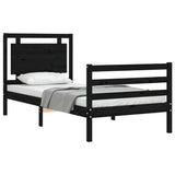 Bed Frame without Mattress Black 90x190 cm Solid Wood - Top-Down View