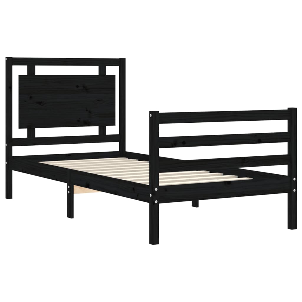 Bed Frame without Mattress Black 90x190 cm Solid Wood
