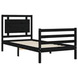 Bed Frame without Mattress Black 90x190 cm Solid Wood