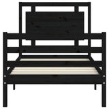 Bed Frame without Mattress Black 90x190 cm Solid Wood