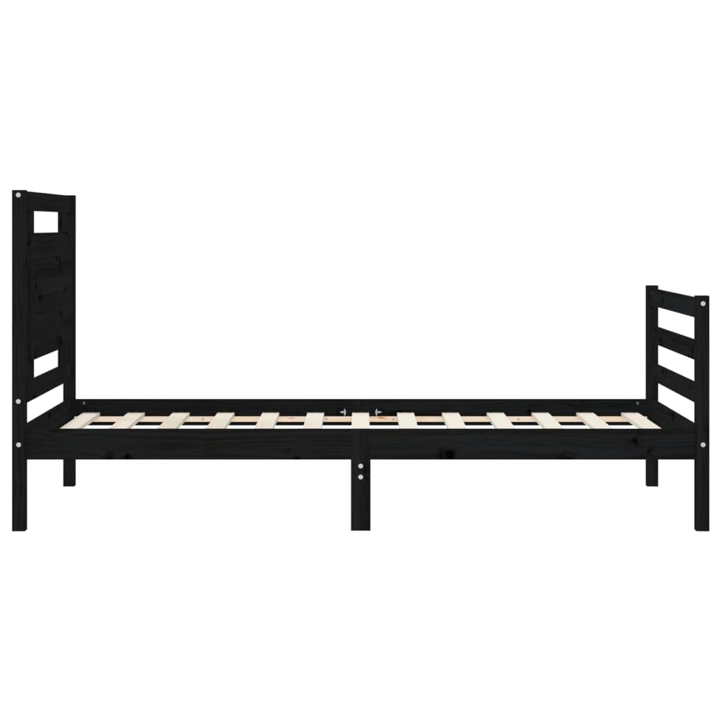 Bed Frame without Mattress Black 90x190 cm Solid Wood