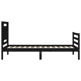 Bed Frame without Mattress Black 90x190 cm Solid Wood - Close-Up Angle