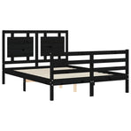 Bed Frame without Mattress Black 135x190 cm Solid Wood