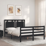 Bed Frame without Mattress Black 135x190 cm Solid Wood