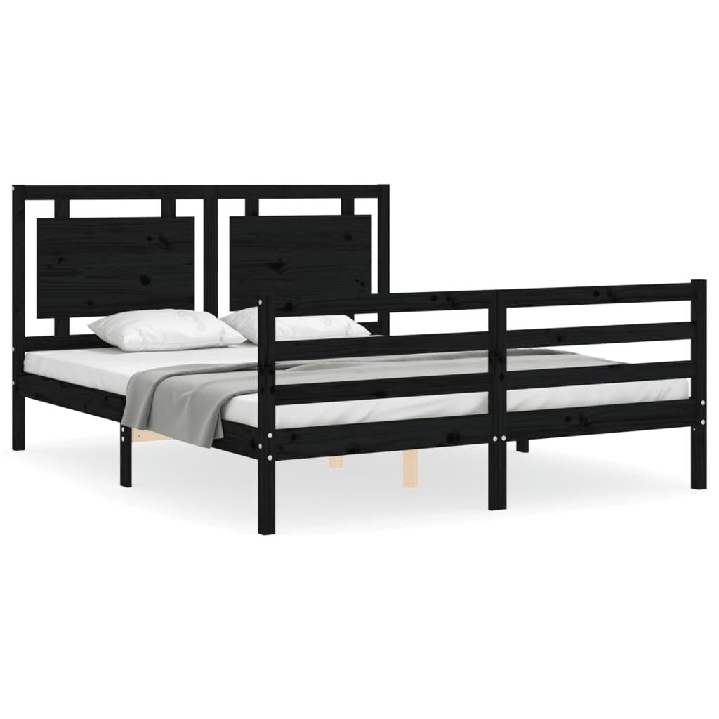 Bed Frame without Mattress Black 150x200 cm Solid Wood