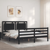 Bed Frame without Mattress Black 150x200 cm Solid Wood