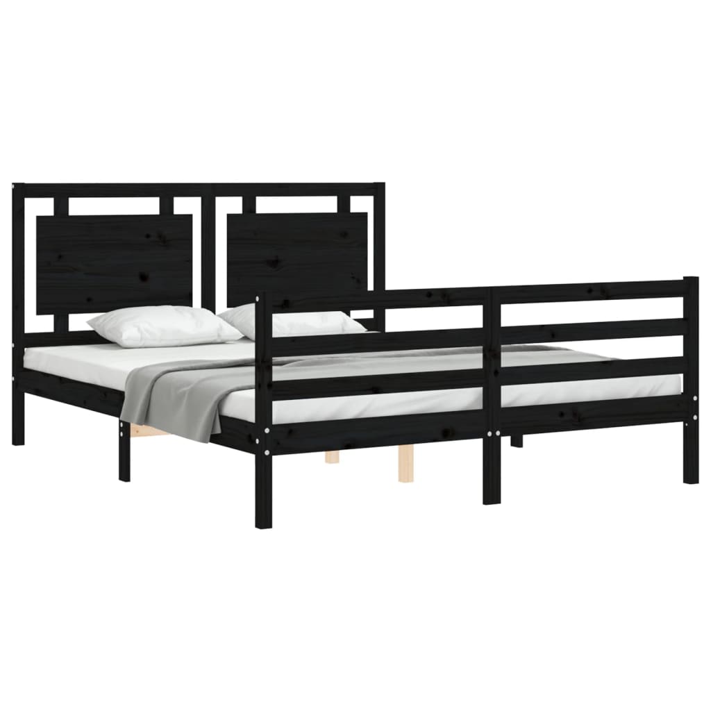 Bed Frame without Mattress Black 150x200 cm Solid Wood
