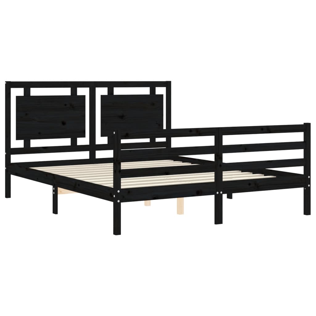 Bed Frame without Mattress Black 150x200 cm Solid Wood