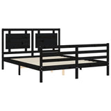 Bed Frame without Mattress Black 150x200 cm Solid Wood - 45-Degree Angle