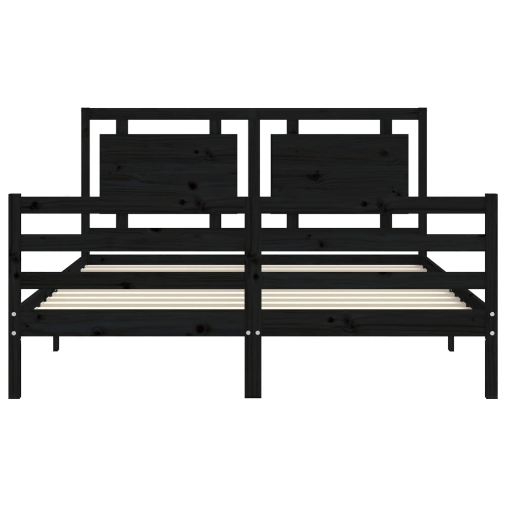 Bed Frame without Mattress Black 150x200 cm Solid Wood