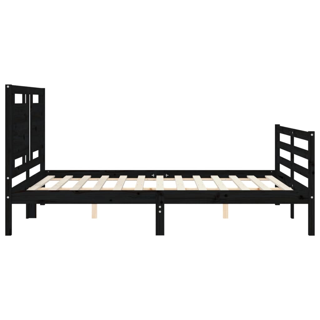 Bed Frame without Mattress Black 150x200 cm Solid Wood