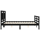 Bed Frame without Mattress Black 150x200 cm Solid Wood - Close-Up Angle