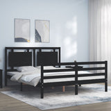 Bed Frame without Mattress Black 150x200 cm Solid Wood