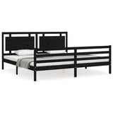 Bed Frame without Mattress Black 183x203 cm King Solid Wood