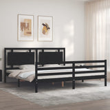 Bed Frame without Mattress Black 183x203 cm King Solid Wood
