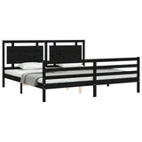Bed Frame without Mattress Black 183x203 cm King Solid Wood