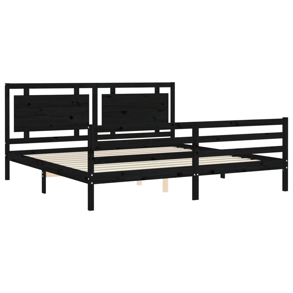 Bed Frame without Mattress Black 183x203 cm King Solid Wood