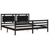 Bed Frame without Mattress Black 183x203 cm King Solid Wood