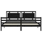 Bed Frame without Mattress Black 183x203 cm King Solid Wood