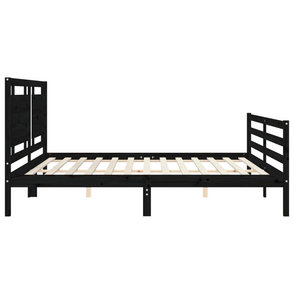 Bed Frame without Mattress Black 183x203 cm King Solid Wood