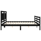Bed Frame without Mattress Black 183x203 cm King Solid Wood - Close-Up Angle