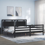 Bed Frame without Mattress Black 183x203 cm King Solid Wood