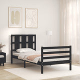 Bed Frame without Mattress Black 90x190 cm Solid Wood - Side View