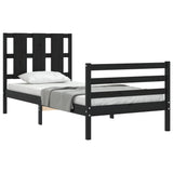 Bed Frame without Mattress Black 90x190 cm Solid Wood
