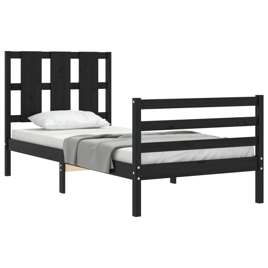 Bed Frame without Mattress Black 90x190 cm Solid Wood