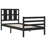 Bed Frame without Mattress Black 90x190 cm Solid Wood - 45-Degree Angle