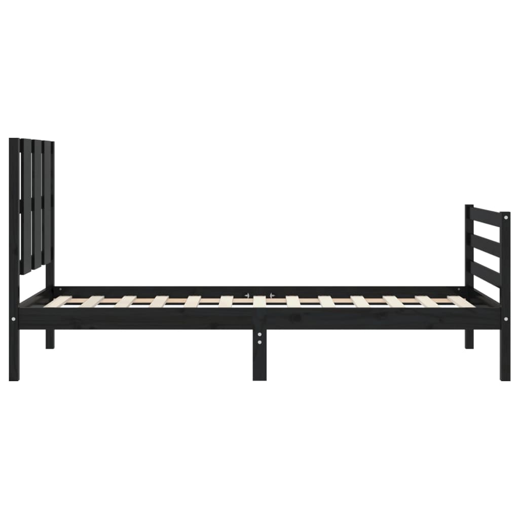 Bed Frame without Mattress Black 90x190 cm Solid Wood