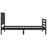 Bed Frame without Mattress Black 90x190 cm Solid Wood - Rear View