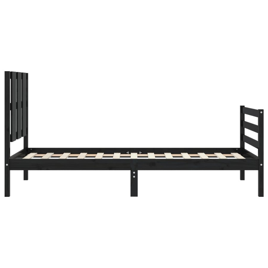 Bed Frame without Mattress Black 90x190 cm Solid Wood