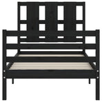 Bed Frame without Mattress Black 90x190 cm Solid Wood