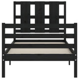Bed Frame without Mattress Black 90x190 cm Solid Wood - Close-Up Angle
