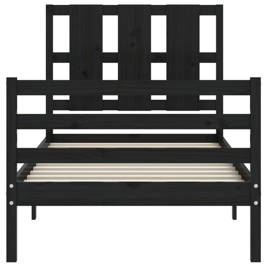 Bed Frame without Mattress Black 90x190 cm Solid Wood