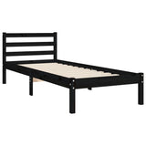 Bed Frame without Mattress Black 90x190 cm Solid Wood - Low Angle