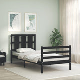 Bed Frame without Mattress Black 90x190 cm Solid Wood