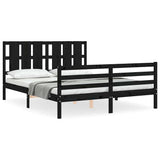 Bed Frame without Mattress Black 150x200 cm Solid Wood