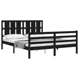 Bed Frame without Mattress Black 150x200 cm Solid Wood