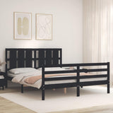 Bed Frame without Mattress Black 150x200 cm Solid Wood - Top-Down View