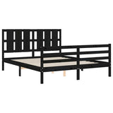 Bed Frame without Mattress Black 150x200 cm Solid Wood