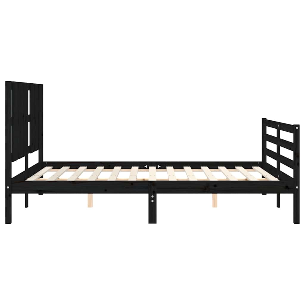 Bed Frame without Mattress Black 150x200 cm Solid Wood