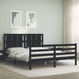 Bed Frame without Mattress Black 150x200 cm Solid Wood