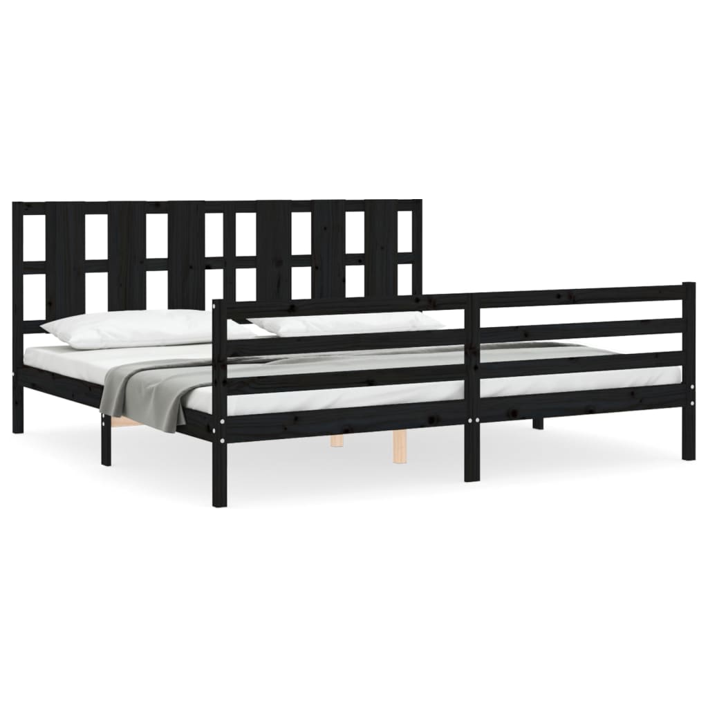 Bed Frame without Mattress Black 183x203 cm King Solid Wood