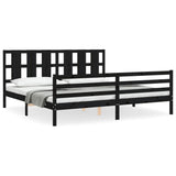 Bed Frame without Mattress Black 183x203 cm King Solid Wood
