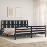 Bed Frame without Mattress Black 183x203 cm King Solid Wood - Side View