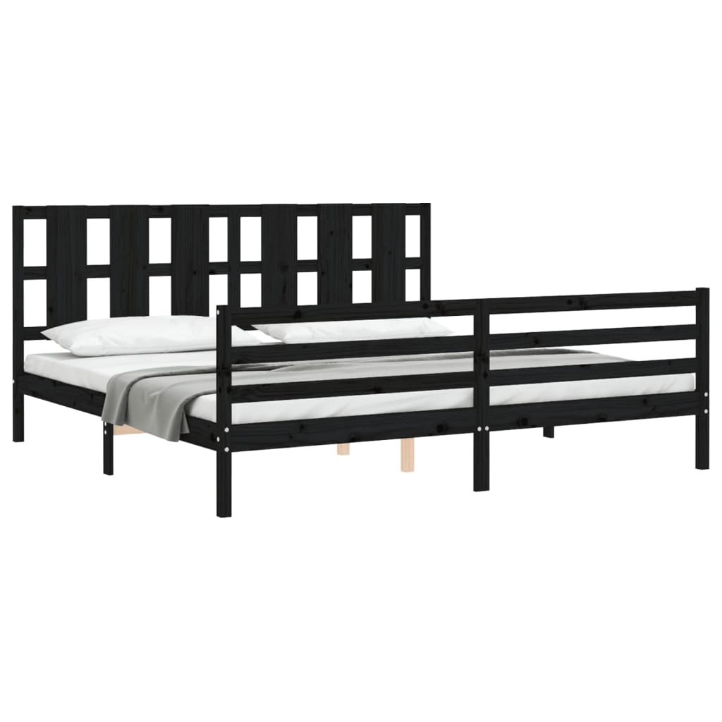 Bed Frame without Mattress Black 183x203 cm King Solid Wood